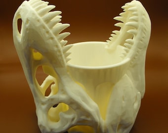 3D Printed Dinosaur Skull Planter - Unique Desk Organizer - Paleontologist Gift