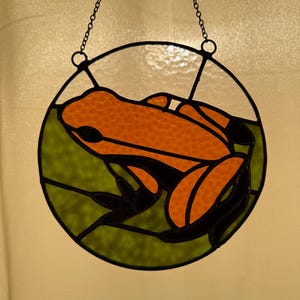 Stained Glass Orange Blackfoot Dart Frog Suncatcher
