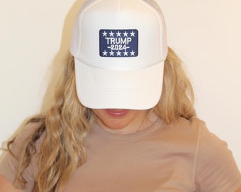 Trump 2024 Trucker Hat | Republican Trucker Hat | Trump Patch | Blue Trump 2024 Patch | Election 2024 Trucker Hat | Custom Trump Hat