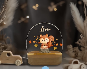 Acrylic night lamp, baby gift birth, christening gift, children's room, birthday gift, bedside lamp, forest animals, night light
