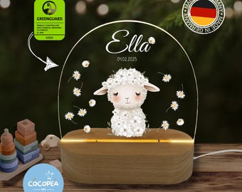 Acrylic night lamp, baby gift, christening gift, children's room gift, birthday gift, bedside lamp, sheep, girl's night light