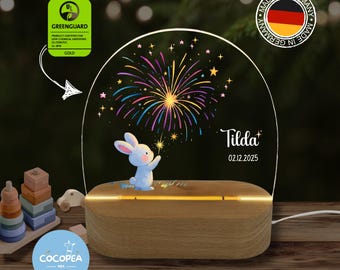 Acrylic night lamp, baby gift birth, christening gift, children's room, birthday gift, bedside lamp, fireworks, girl's night light