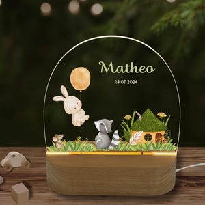 Night light forest animals, baby gifts, night light children, lamp rabbit, night light boy, night light baptism, birth