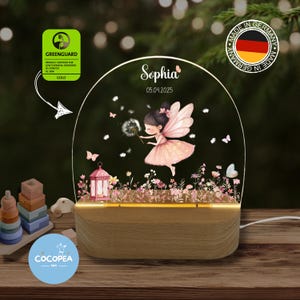 Acrylic night lamp, baby gift, christening gift, children&#39;s room, birthday gift, bedside lamp, fairy world, girl&#39;s night light