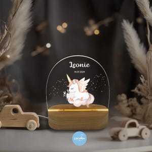 Acrylic night lamp, baby gift birth, christening gift, children&#39;s room, birthday gift, bedside lamp girl, unicorn night light