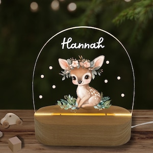 Acrylic night lamp, baby gift, christening gift, children&#39;s room, birthday gift, bedside lamp, deer, girl&#39;s night light