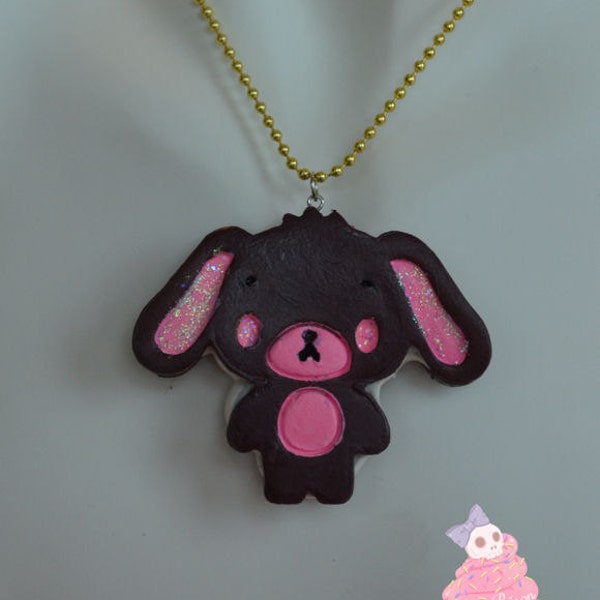 Chocolate Sugar Bunny Cookie Necklace