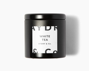 Wooden Wick Candle White Tea Scented Candle Travel Scented Candle Modern Candle Minimalist Candle Gift Small Soothing Scent Candle Handmade