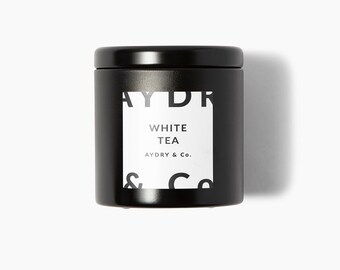 White Tea Candle Mini Tin Wooden Wick Candle Gift Clean Fresh Scented Candle Home Decor Gift Unisex Best Scented Candle Wedding Favors