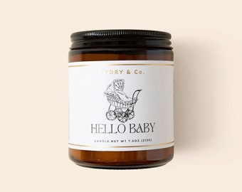 Hello Baby Candle Baby Shower Gift For Her Candle Home Decor Gift For New Mom Baby Gift Baby Shower Favors Newborn Baby Gift