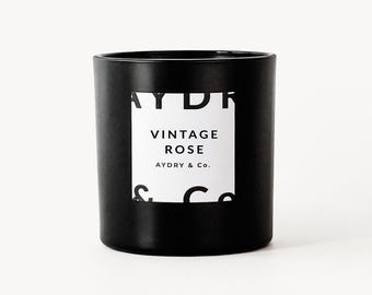 Rose Scented Candle, Coconut Soy Wooden Wick, Vintage Floral Fragrance, 7 oz