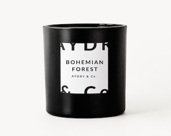 Woody Scented Candle, Coconut Soy Wooden Wick, Bohemian Forest Fragrance, 7 oz