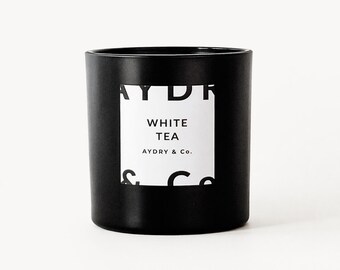 White Tea Candle, Coconut Soy Wooden Wick, Clean Home Fragrance, 7 oz