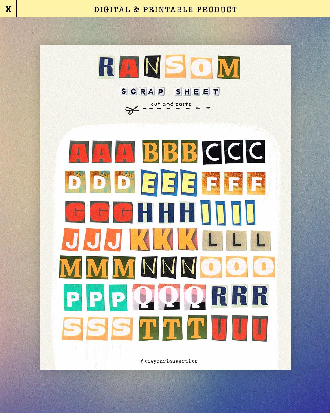 Ransom Alphabet Digital Scrap Sheet - Cut and Paste Letters Digital ...