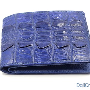 Alligator Leder Brieftaschen, Männer maßgeschneiderte Brieftaschen, dunkelblaue Brieftasche, Jubiläumsgeschenk, handgemachte Bifold Brieftaschen