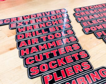 20 PACK Custom Text Tool Box Labels Magnetic