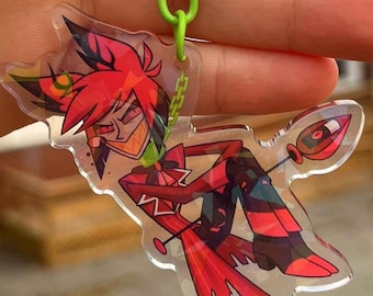 Hazbin Hotel Alastor NEW on a Leash Keychain: Holographic Acrylic