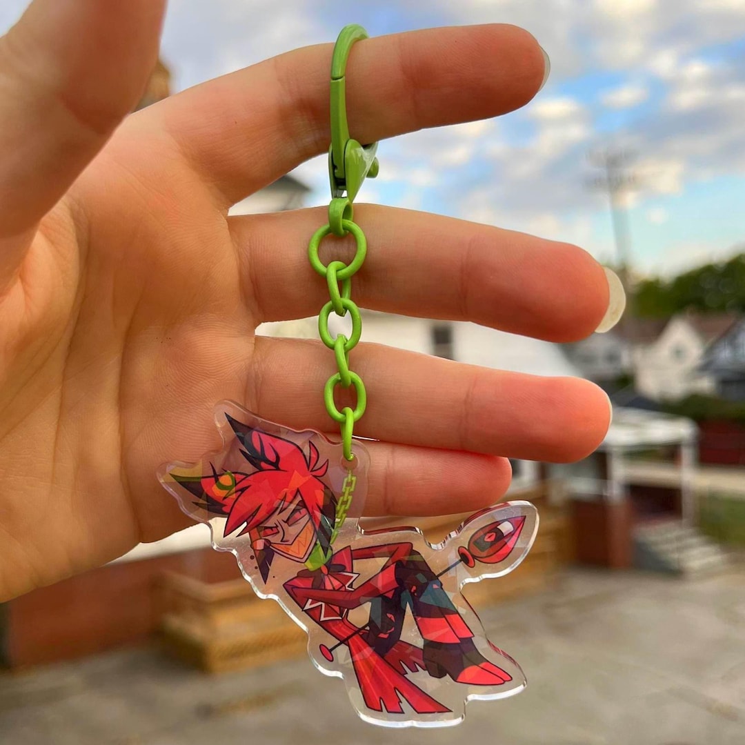 Hazbin Hotel Alastor NEW on a Leash Keychain: Holographic Acrylic