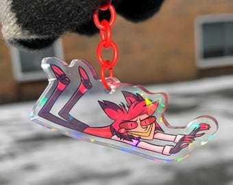 Hazbin Hotel Alastor Holographic Acrylic Keychain: Hell's Greatest Pancake, Gift for Hazbin Fans