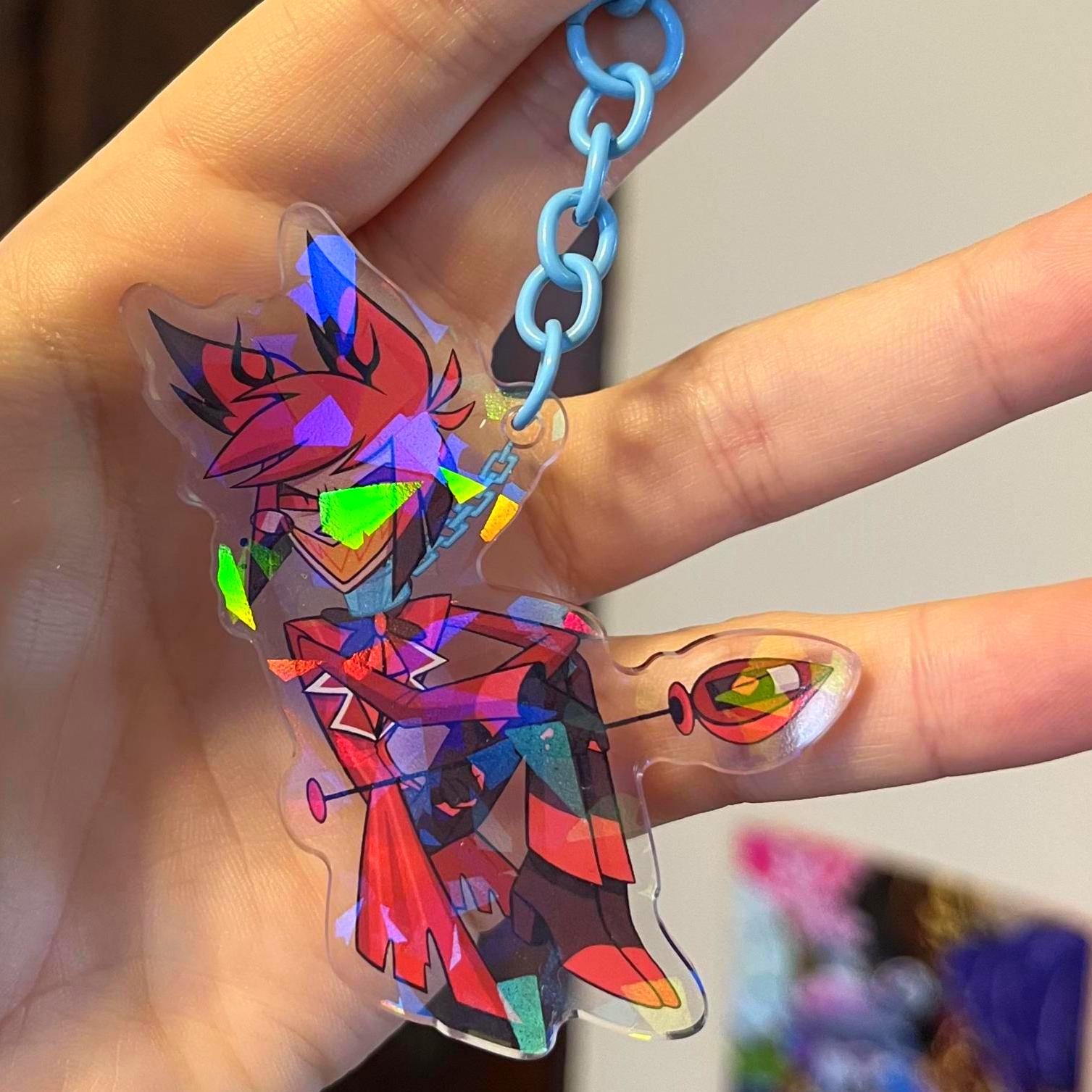 Radiostatic Keychain - Hazbin Hotel Alastor on a Leash: Holographic ...