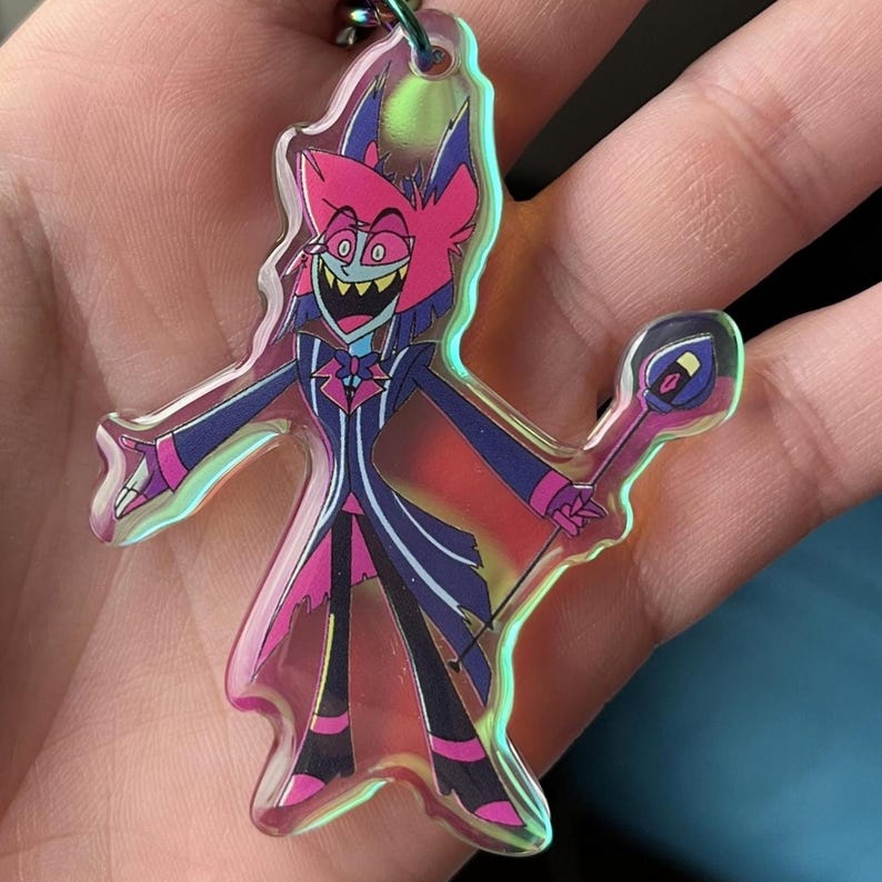 Hazbin Hotel Alastor Inspired Rainbow Acrylic Keychain: Glitter/plain ...