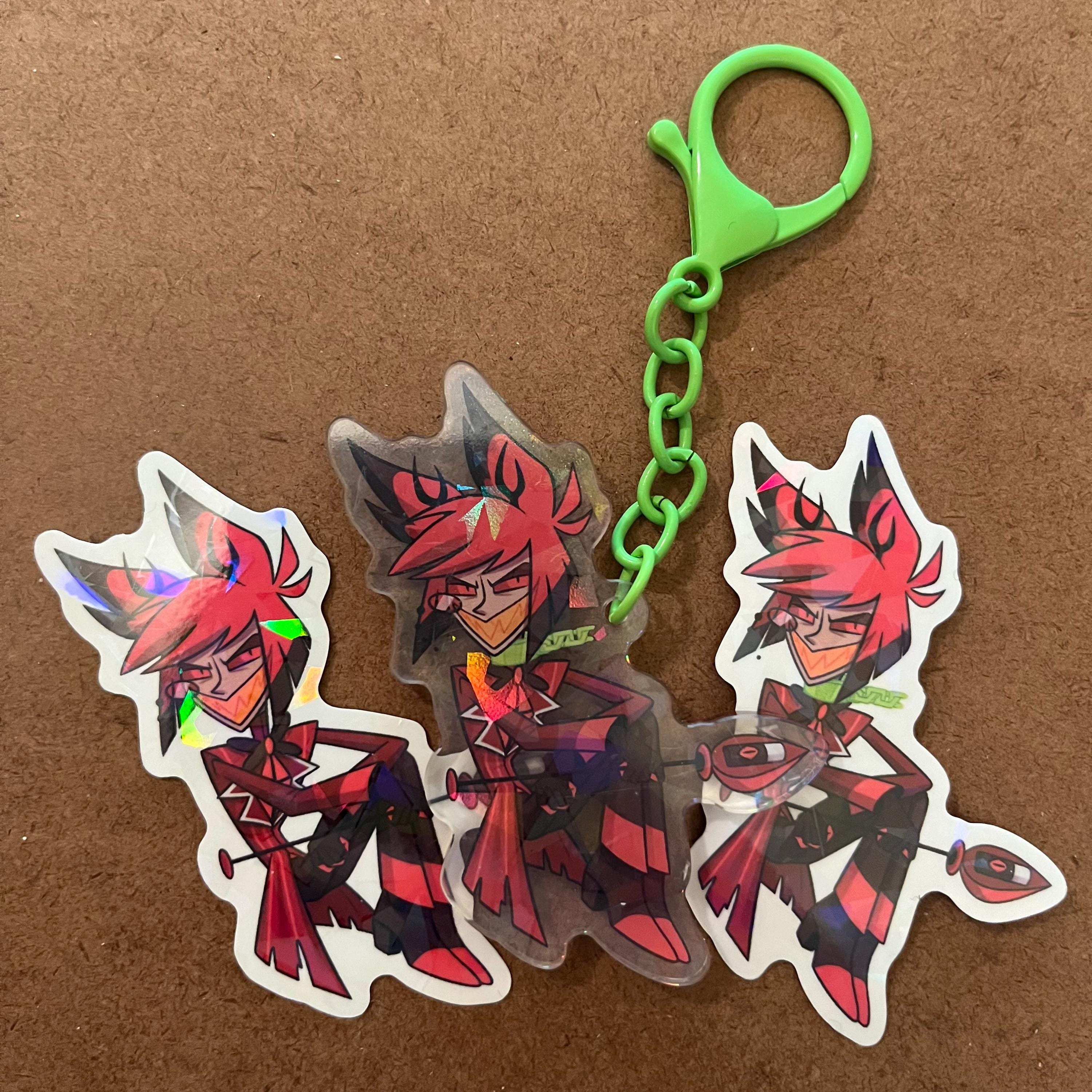 Hazbin Hotel Alastor NEW on a Leash Keychain: Holographic Acrylic