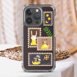 Coque transparente pour iPhone, ciel nocturne, lapin, lapin, carte postale, joli cadeau pour les pères amateurs d'animaux de compagnie, cadeau pour papa, iPhone 14 15 16