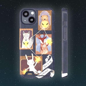 Tierfreunde im Weltraum Handyhülle mit Kartenhalter, niedlichem Hase Waschbär, Kawaii Bär, Sternbild, iPhone und Samsung Galaxy