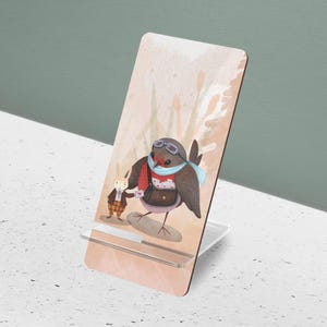 Soporte de exhibición de teléfono con carta de amor, conejito y pájaro mensajero, regalo portátil perfecto para amantes de la tecnología como accesorio de escritorio para la oficina y el hogar