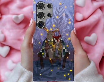 Firefly Lake Valentine's Gift Phone Case, Deer Couple Having Coffee Together