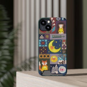 Magische Patchwork-Telefonkartenhülle - Niedliches Waldtierdesign, perfektes Geschenk für Naturliebhaber, Kinder und Erwachsene, ideal zum Geburtstag