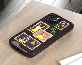 Animal Stamps Phone Case – Kawaii Bear, Bunny & Raccoon Design
