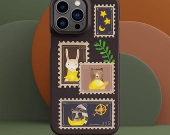 Night Sky Animals iPhone Case – Raccoon, Bear & Bunny Design
