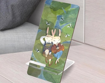 Rabbit Couple Phone Stand: Tech Lover Desk Accessory