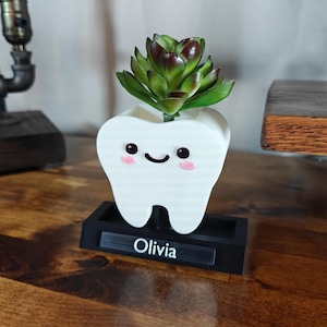 Cute Personalized Tooth Name Plate Dentist Office Desk Decor Medical Gift Fun Unique Graduation Custom Sign Dental Present Teeth