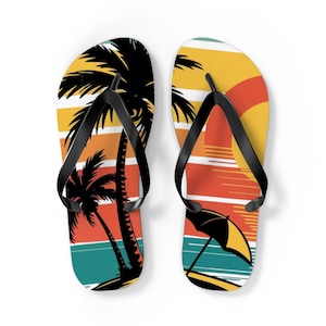 Tropical Flip Flops for Summer Beach Footwear, Vacation Sandals, Poolside Style & Gift for Beach Lovers