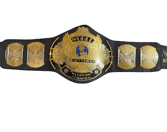 Winged Eagle Championship Belt Replica – 2mm Brass Plates, Real Leather Strap – Adult Size