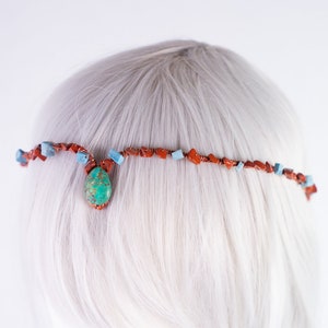 Turquoise red jasper beaded Circlet | Perfect accessory for long or short hair | Headband Circlet Tiara Crown | Unique jewelry | fantasy