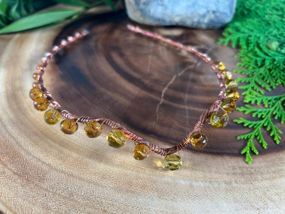 Sparkly Amber Gold Beaded Circlet | Perfect Accessory for  display picture 1