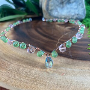 Sparkly pink & green beaded Circlet | Perfect accessory for long or short hair | Headband Circlet Tiara Crown | Unique jewelry | fantasy