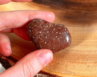 Natural Red Speckled Fancy Jasper Palm Stone | 35 grams weight | Freeform Rounded | 175 Carats | Soothing Fit Polished Tumbled FF