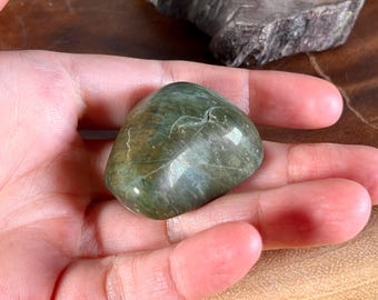 Natural Blue Green Rhyolite Jasper Palm Stone | 55 grams weight | Freeform Rounded | 275 Carats Soothing Palm Fit Fidget Polished Tumbled FF