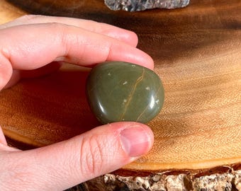 Natural Olive Green Jasper Palm Stone | 50 grams weight | Freeform Rounded | 250 Carats Soothing Palm Fit Natural Fidget Polished Tumbled FF