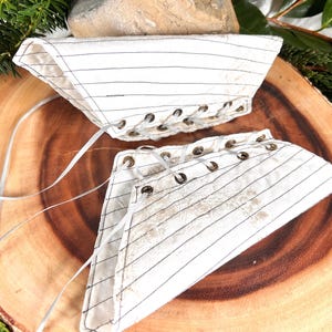 Cloth Bracers SMALL Ivory white Fabric Short Pointy Brass Grommet (PAIR) Unique bridal accessories vanguards gauntlets armor cuffs fairie