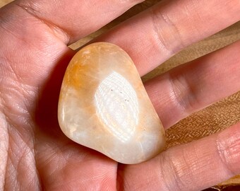 Natural Yellow Cream Agate Palm Stone | 35 grams weight | Freeform Rounded | 175 Carats | Soothing Fit Polished Tumbled FF