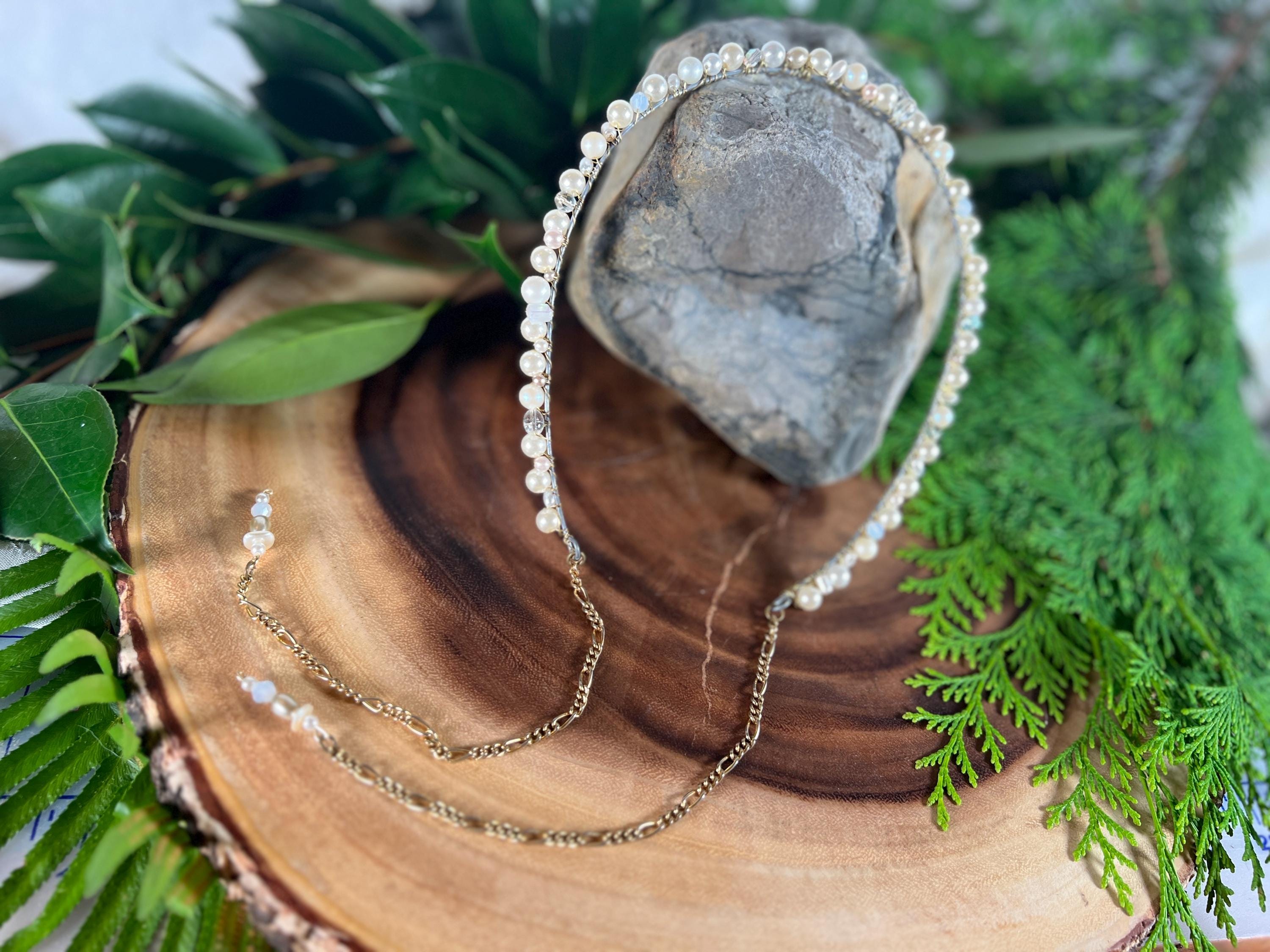 THE PRETTY NOMAD Pearl Beaded Women’s Headband - Ivory Ivory and Co Odyssey Statement Pearl Cluster Bridal Headband main image 4