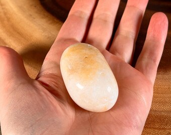 Natural Yellow Cream Sugar Agate Palm Stone | 65 grams weight | Freeform Rounded | 325 Carats | Soothing Fit Polished Tumbled FF