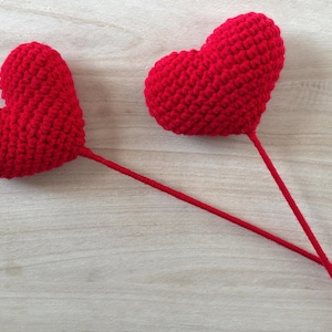 Crochet Heart, Single Stem Crochet Flower, Crochet Flower Bouquets, Handmade Crochet flowers, Mother&#39;s Day Gift,Valentine’s Day Gift