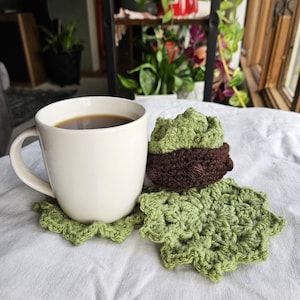 Succulent Coaster Set, Crochet Plant Coaster Handmade