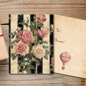 シャビーシックなアタッチメントデジタルファイルヴィンテージローズギフトタグデザイン要素花柄ウェディングギフトペーパークラフトプロジェクトアイデア誕生日ギフト